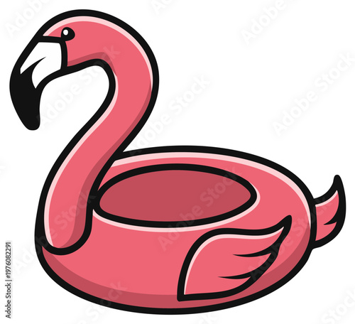 Cartoon pink flamingo pool float inflatable toy for summer fun