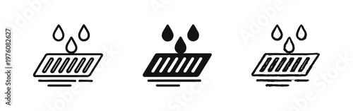 Water Drainage System Icon Set. Waterproof Fabric and Liquid Absorption Symbols in Different Styles.