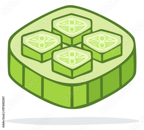 Creative vector icon of a cucumber shaped like a network switch or router for software development concepts