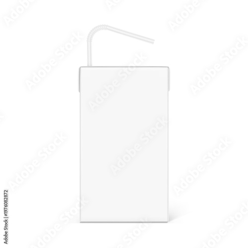 High realistic packaging box with straw mockup. Vector illustration isolated on white background, ready and simple to use for your design. EPS10.