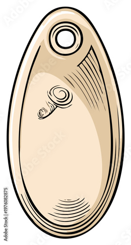 Vector illustration of a primitive carved bone amulet with an ancient spiral symbol