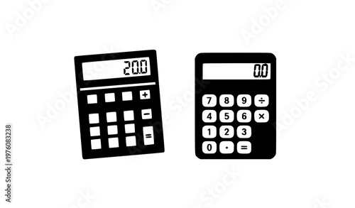Modern calculator icons in outline and colorful flat design for education finance and business UI vector set