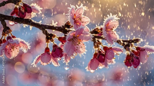 Frosted Cherry Blossoms at Dawn.
