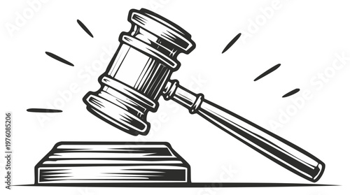 Cartoon Gavel Hitting Sound Block Vector Graphic Illustration