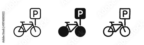 Bicycle Parking Sign and Icon Set