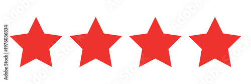 five star customer product review icon. red 5 star rating feedback for website, app, ui design.