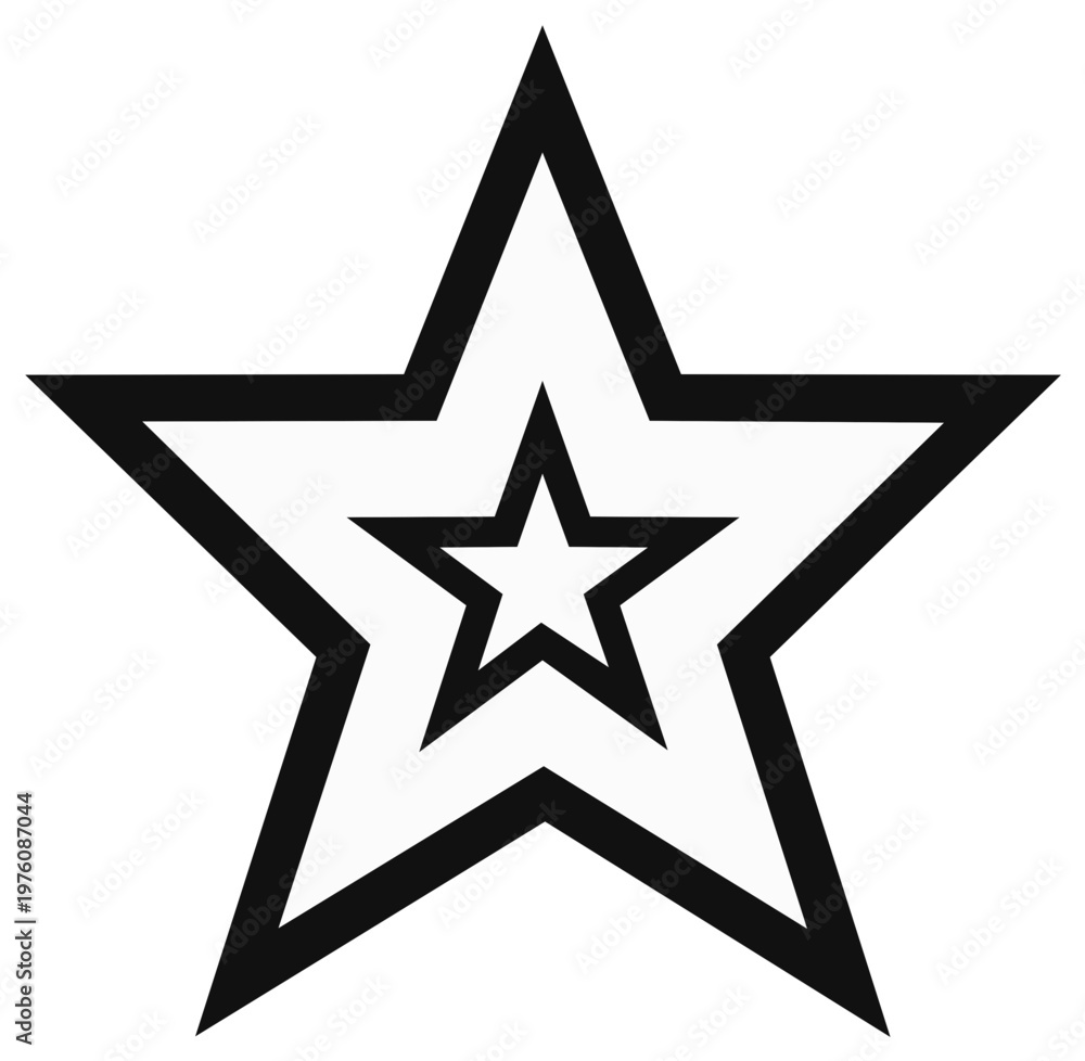 Fototapeta premium Black and white layered star graphic design element
