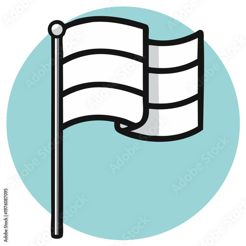 Waving white flag against peace negotiation, war ceasing for discussion and truce banner icon