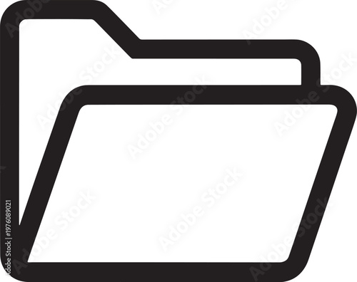 Black and white folder icon for organization and file management