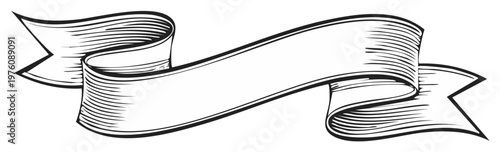 Engraved banner illustration with curling details provides a space for your message or decorative element with a classic feel