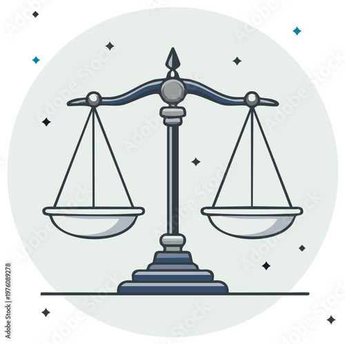 Illustration of a balanced scale symbol representing justice, law, and equality in legal concepts