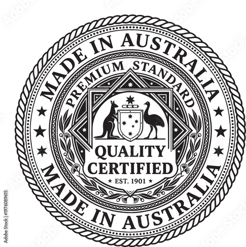 Made in Australia premium quality stamp badge