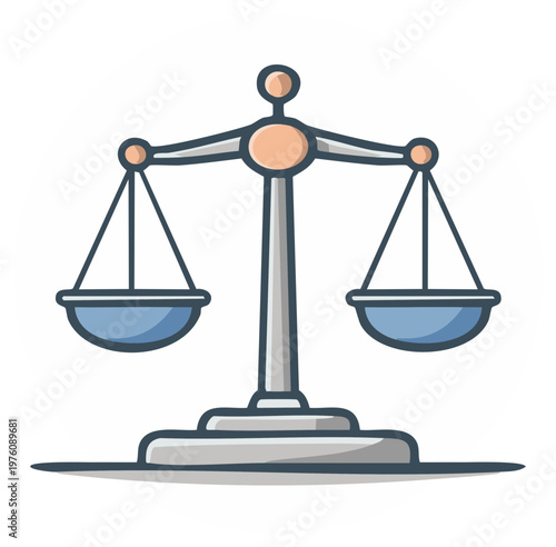Stylized Illustration of Scales of Justice Symbolizing Law, Legal System and Fairness