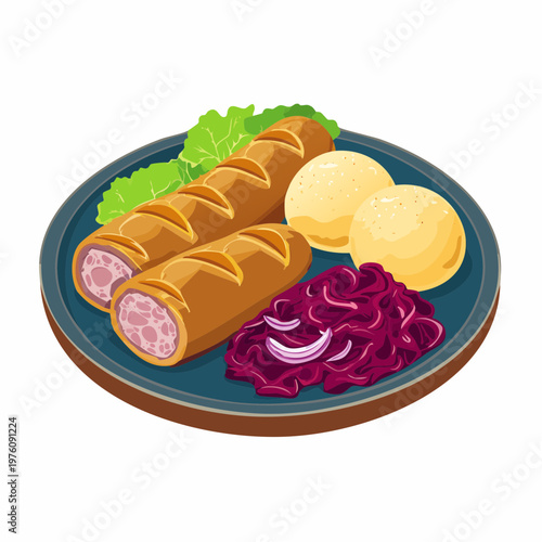 Schlesische Rouladen mit Klößen und Rotkohl