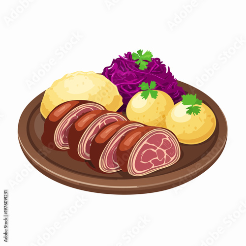 Schlesische Rouladen mit Klößen und Rotkohl