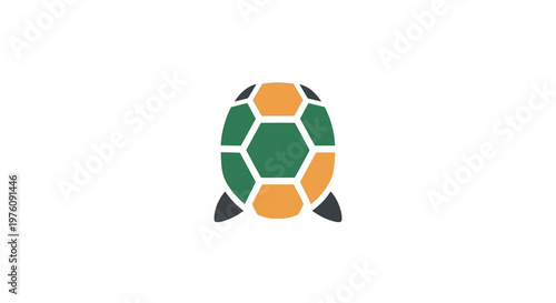 Stylized Tortoise With Soccer Ball Shell, Cute Animal Icon, Vector Illustration