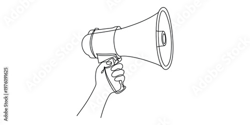 Minimalist Hand-Drawn Megaphone Illustration