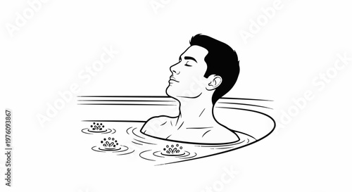 Man relaxing in a hot tub with jets and bubbles