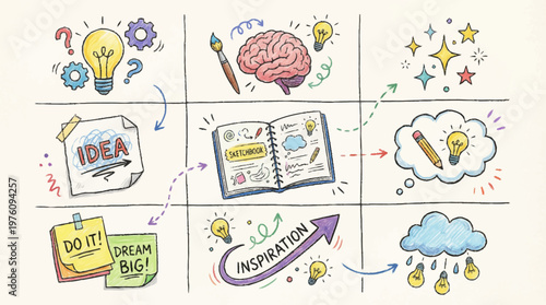 Creative brainstorming and inspiration concept.