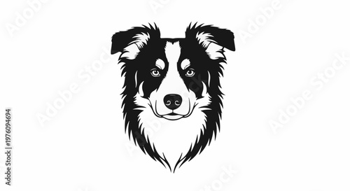 Minimalist black and white illustration of a dog's face