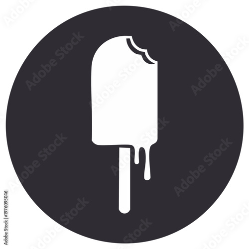 Iconic Melted Ice Pop with Bite Mark in Dark Circle