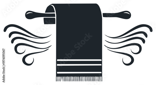 Fresh Bath Towel on Hanger with Stylized Air Flow Icon Illustration
