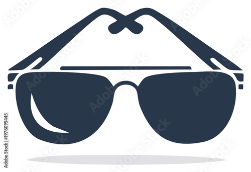 Stylish Sunglasses Vector Icon with Dark Lenses and Shadow