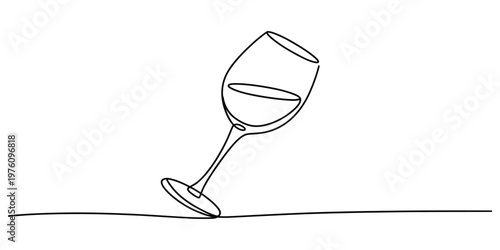 Minimalist One Line Drawing of a Wine Glass