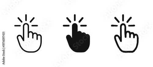 Hand cursor clicking icon set. Pointer click, user interaction, and call to action concept.