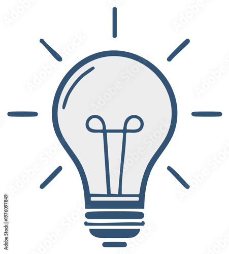 Bright idea concept lightbulb glowing with radiating lines symbolizing inspiration and innovation