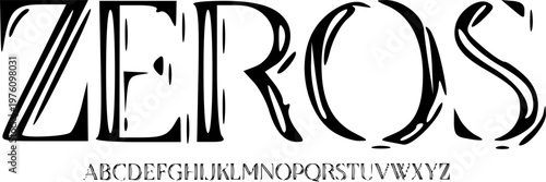 ZEROS Modern Artistic Display Font Alphabet – Stylish Brush Inspired Font Type with Abstract Stroke Letterforms, Creative Typography Meaning for Branding, and Contemporary Graphic Design Projects