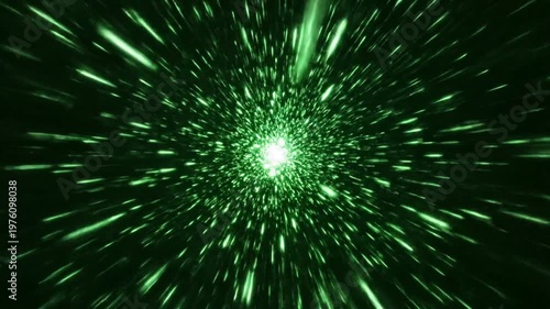 Green light speed travel through space.