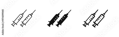 Medical Syringe Icon Set for Vaccination Injection and Healthcare Design