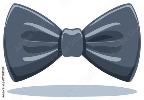 Elegant Gray Bow Tie Formal Neckwear Cartoon Illustration Style