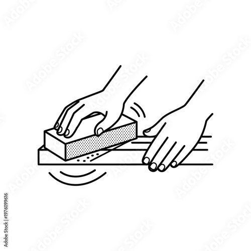 hand sharpening pencil with manual sharpener line art illustration