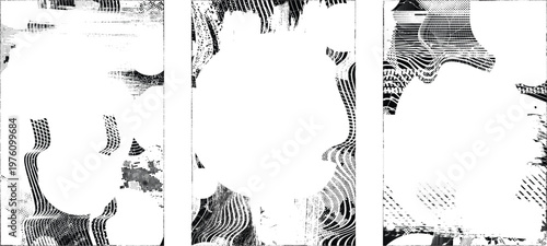 Grungy isolated layers . Design element for brochure, social media, posters, flyers. Overlay texture.Textured banner with Distress effect .Vector halftone dots . Screen print texture