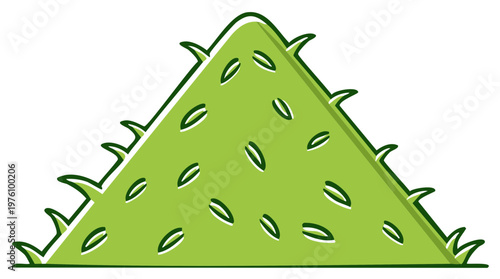 Stylized Green Triangle Plant with Sharp Edges and Leaf Shapes