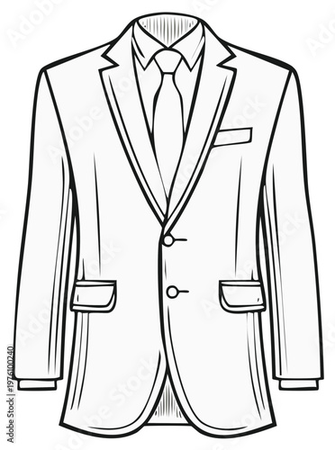 Formal Menswear Two Button Blazer With Shirt and Tie Illustration
