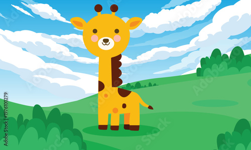 Cute Giraffe Cartoon Animal Nature Illustration