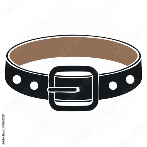 Illustration of a black and brown collar with a buckle design.
