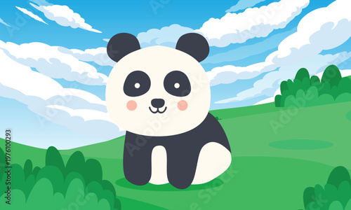 Cute Panda Cartoon Animal Nature Illustration