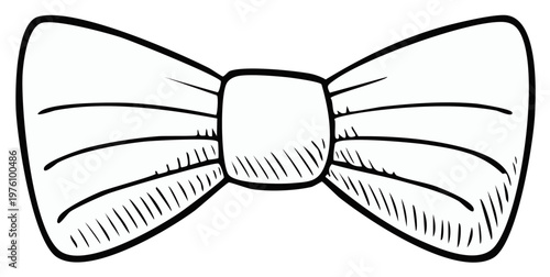 Bow tie illustration. Hand drawn line art bow tie with a sketched design. Decorative element.