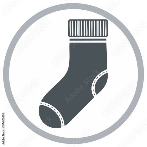 Stylized Sock Icon within Gray Circle A Symbol for Comfort and Protection