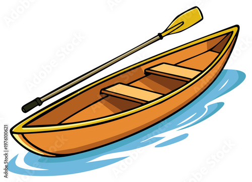 Wooden Canoe and Paddle Ready for Outdoor Adventure on the Water