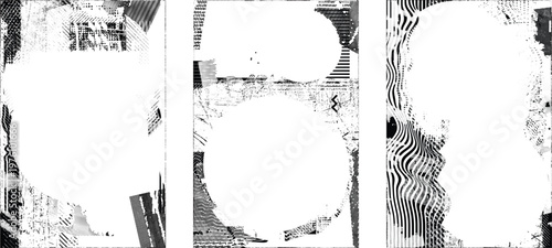 Grungy isolated layers . Design element for brochure, social media, posters, flyers. Overlay texture.Textured banner with Distress effect .Vector halftone dots . Screen print texture