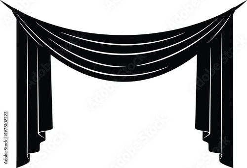 Memorial day silhouette black drape curtain design for remembrance and honoring heroes
