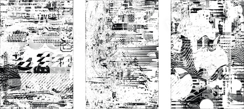 Grungy isolated layers . Design element for brochure, social media, posters, flyers. Overlay texture.Textured banner with Distress effect .Vector halftone dots . Screen print texture