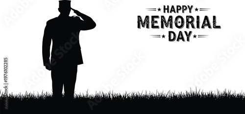 Memorial day silhouette honoring heroes patriotic salute and remembrance graphic