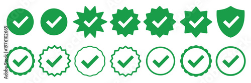 Blue checkmark tick verified badge icon vector, social media verified profile symbol, approval certification label, identity verification logo and trust emblem for user authentication, branding and 