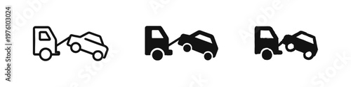 Tow Truck and Car Breakdown Icons - Roadside Assistance and Recovery Service Symbols